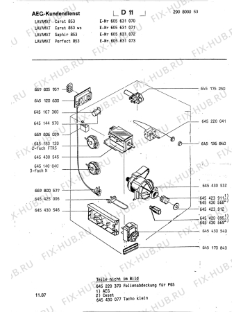 Взрыв-схема стиральной машины Aeg LAVCARAT 853 - Схема узла Electrical equipment